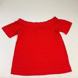 Splendid Off The Shoulder Top Striped Short Sleeve Stretch Casual Shirt Size XS